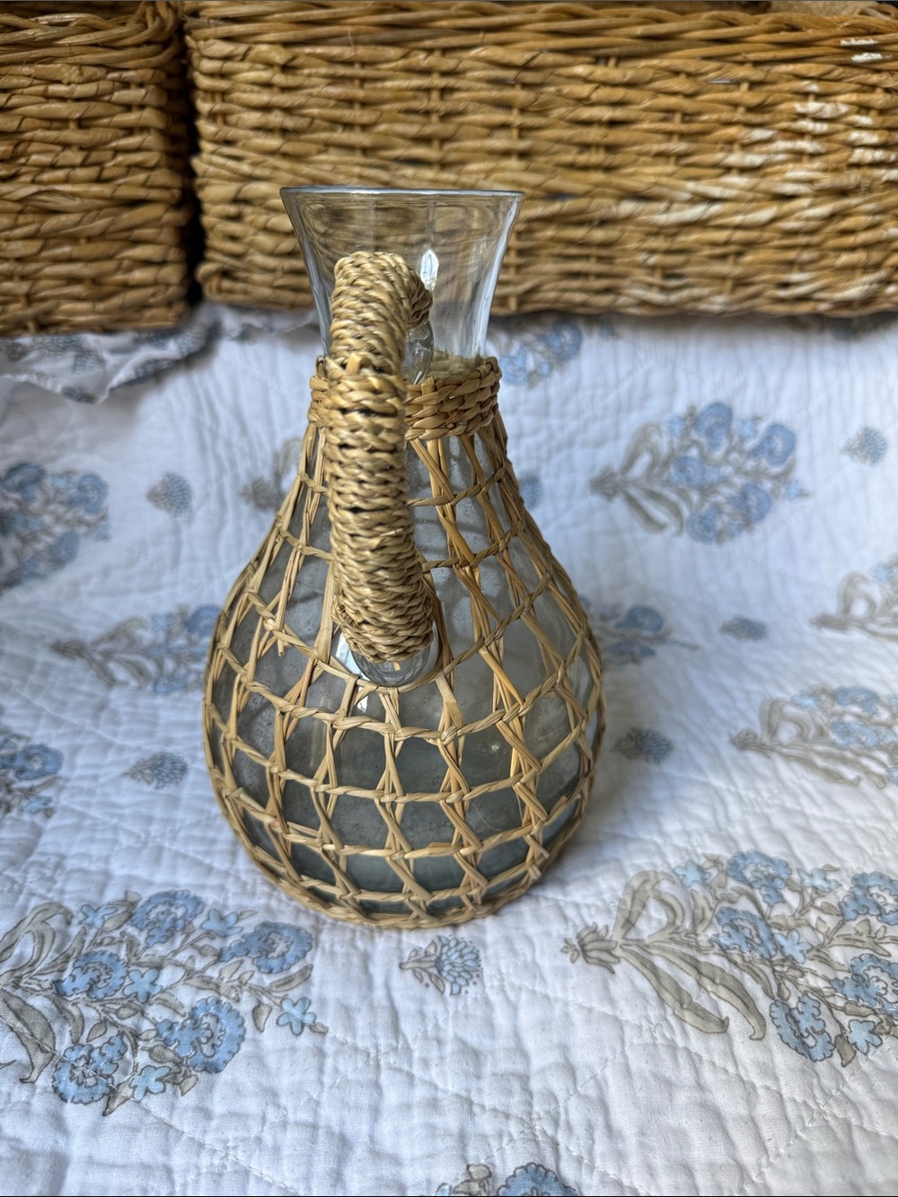 Pottery Barn Natural Rattan-Wrapped Glass Pitcher - Picture 2 of 4